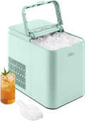 Countertop Bullet-Ice Maker, 8 Ice Bullets Ready in 6 Minutes, 26lbs/24H, Self-Cleaning Function with Ice Scoop and Basket for Home/Office/RV