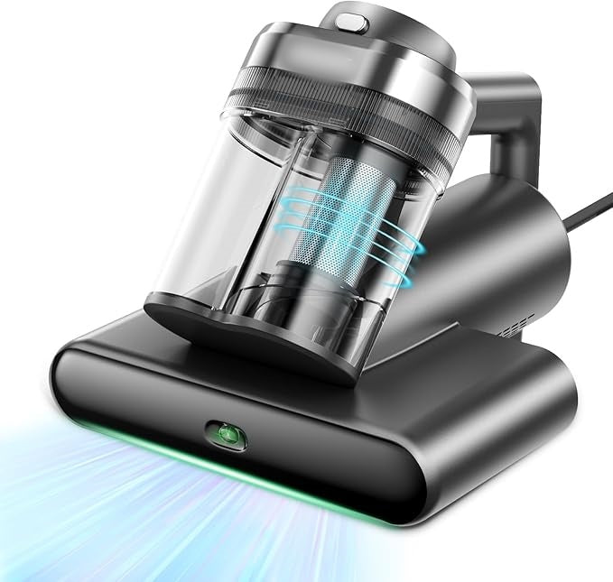 Mattress Bed Vacuum Cleaner, 16 kPa Suction & 253.7nm UV-C, MV-Blue | 2-Speed Mattress Vacuum with 33000 RPM Tapping, UV-C, Ultrasonic, 149℉ Heat, Anion, HEPA, Deep Clean for Bed and Pet Hair