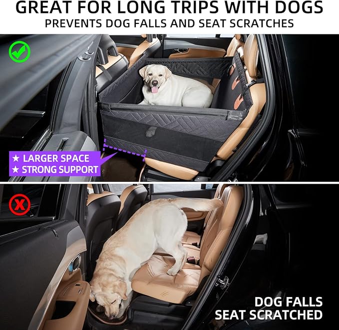 Large Dog Car Seat,Back Seat Extender for Dogs,Waterproof Medium Dog Seat Cover for Backseat, Pet Bed for Car Hammock
