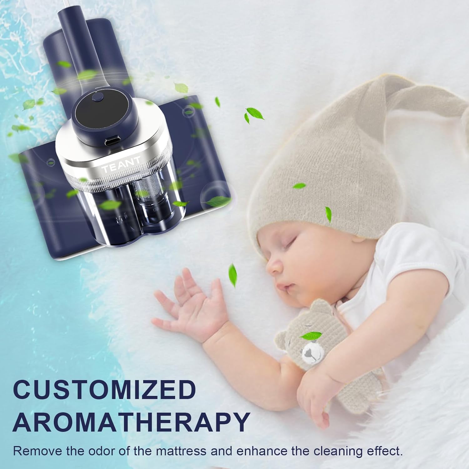 Mattress Bed Vacuum Cleaner, 16 kPa Suction & 253.7nm UV-C, MV-Blue | 2-Speed Mattress Vacuum with 33000 RPM Tapping, UV-C, Ultrasonic, 149℉ Heat, Anion, HEPA, Deep Clean for Bed and Pet Hair