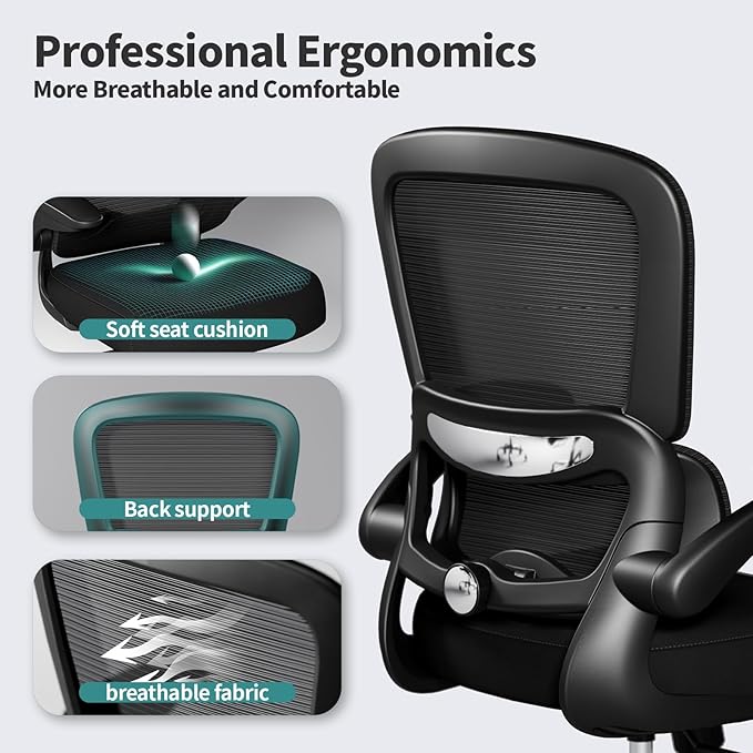 Office Chair - Ergonomic Desk Chair with Adjustable Lumbar Support, Mesh Computer Chair, Executive Chair for Home Office Comfortable Lumbar Support