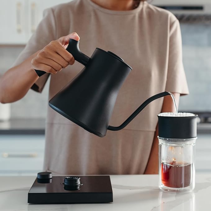 Gooseneck Electric Kettle, Brew Timer, 0.9 Liter | To-the-Degree Temp Control, Color LCD, Temp Hold, Stainless Steel, for Pour-Over Coffee & Tea, Quick Heating