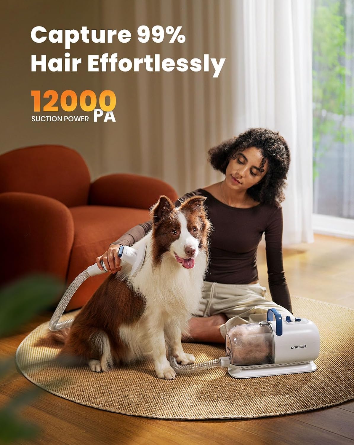 8-in-1 Dog Grooming Vacuum & Dryer for Shedding/Drying/Trimming | Vacuum & Blower & Metal Blade Pet Clippers, Adjustable 7-Temp & 3 Air Levels, All-in-One Dog Grooming Kit, Storage bag