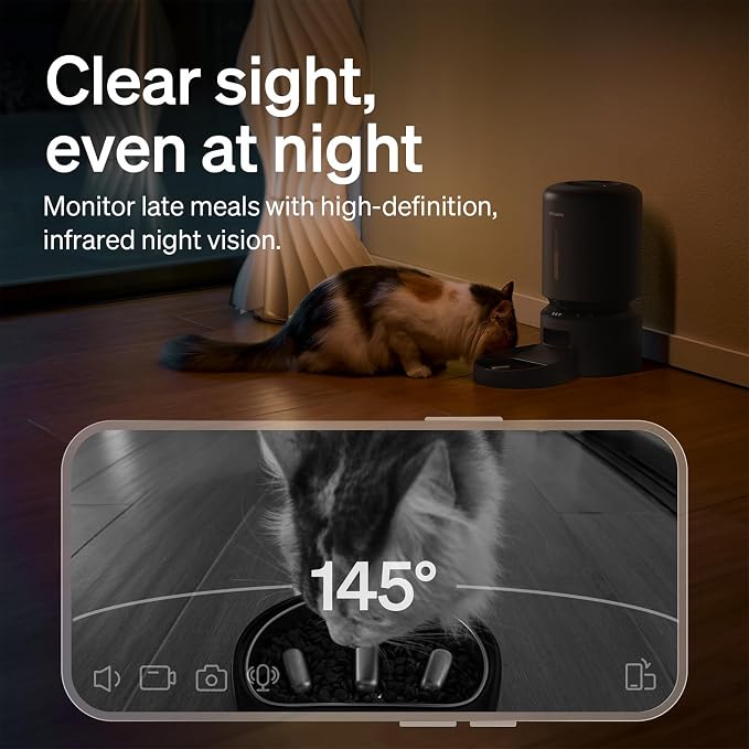 Automatic Dog Feeder with Camera, Auto Cat Food Dispenser Slow Feeders Dogs Bowl, 1080P HD Video with Night Vision, 5G WiFi with 2-Way Audio, Stainless Steel Slow Food Tray for Small Dogs
